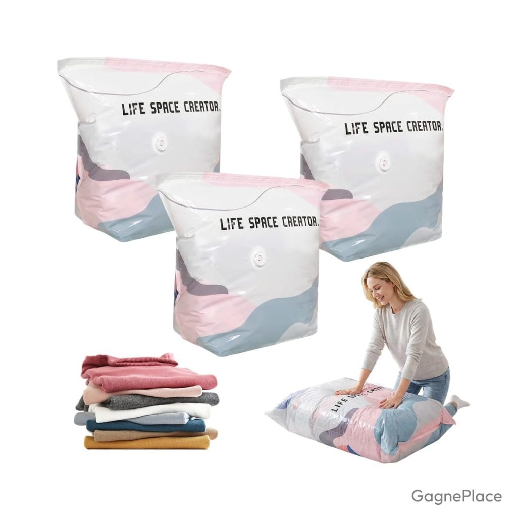 Housse de rangement couette sous vide 70x50x30 cm lot de 3