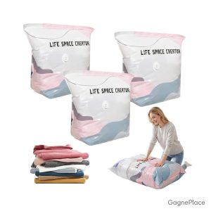 Housse de rangement couette sous vide 70x50x30 cm lot de 3