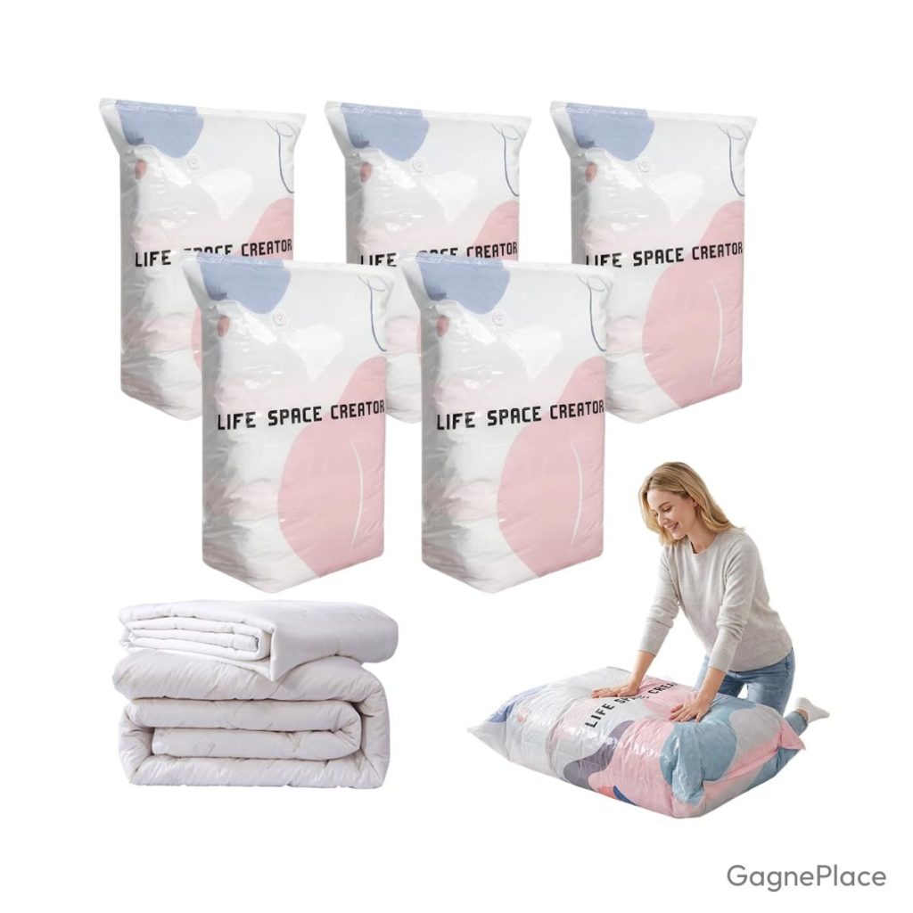 Sac sous vide couette sans pompe 100×80×30 cm
