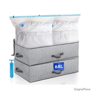 Sac sous vide literie Kit 2 boîtes rangement