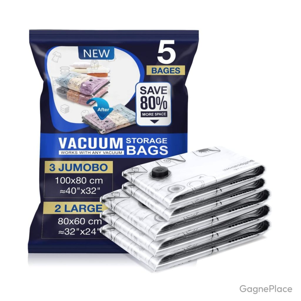 Sac sous vide vêtement 3XL 100×80 cm lot de 5