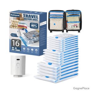 Sac sous vide voyage BoxLegend 16 pièces avec pompe USB