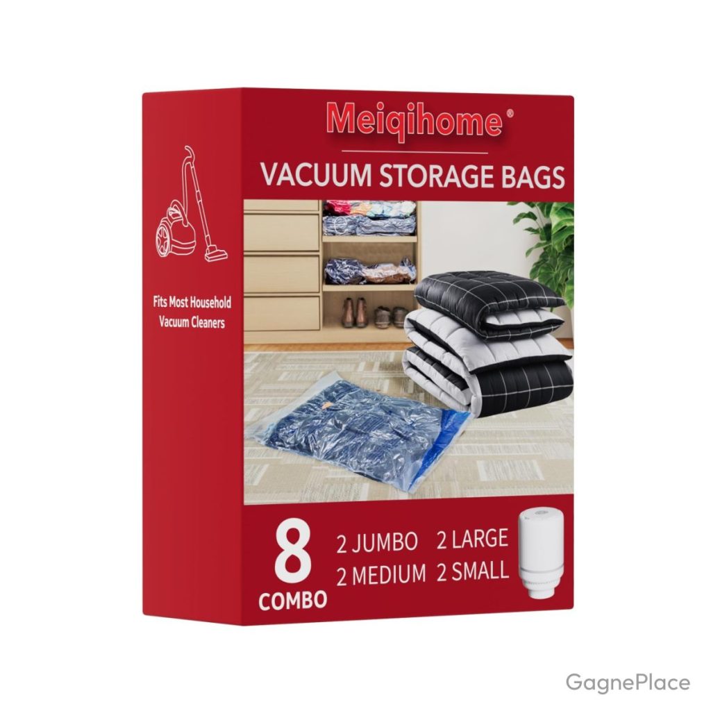 Sac sous vide voyage MEIQIHOME lot 8 avec pompe électrique